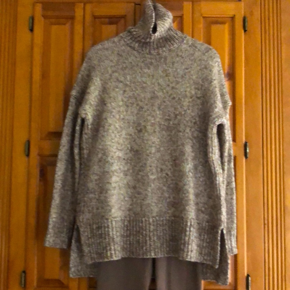 J Crew oatmeal brown marled wool tneck sweater. Worn twice. Great condition. - Picture 1 of 16